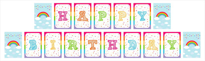 Personalized Rainbow Girls Banner For Birthday Decoration I Happy Birthday Banner