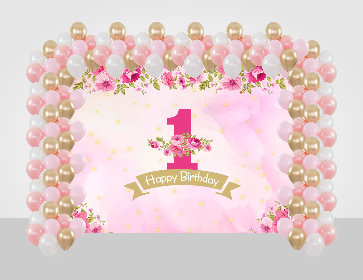 One Is Fun First Birthday Party Decoration kit with Backdrop & Balloons