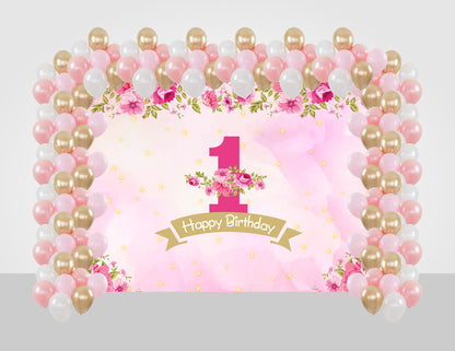 One Is Fun First Birthday Party Decoration kit with Backdrop & Balloons