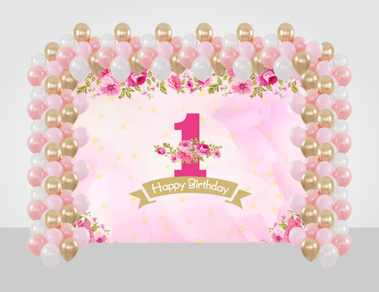One Is Fun First Birthday Party Decoration kit with Backdrop & Balloons