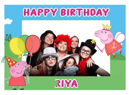 Peppa Pig Theme Birthday Party Selfie Photo Booth Frame