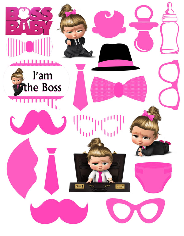 Boss Baby Girl Theme Birthday Party Photo Booth Props Kit