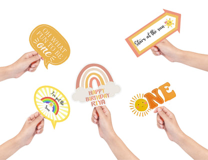 First Trip Around the Sun Theme Birthday Party Photo Booth Props Kit