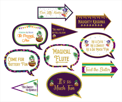 “Little Krishna /Janmashtami"-  Party Photo Booth Props Kit- Set Of 10