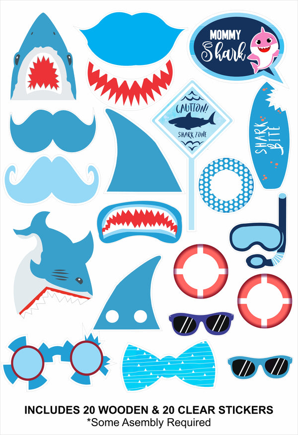 Baby Shark Theme Birthday Party Photo Booth Props Kit