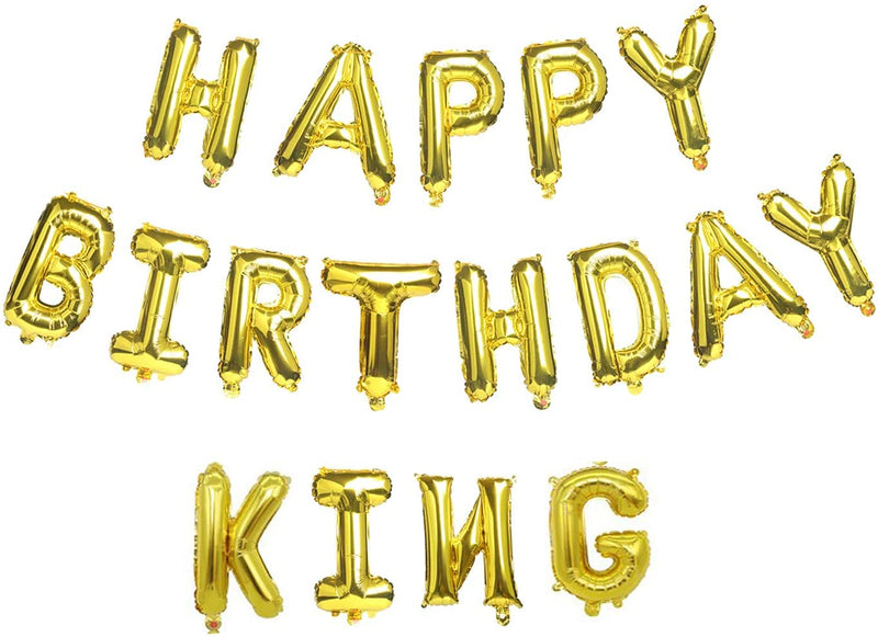 Happy Birthday King Gold Aluminum Foil Letters Balloons 16 Inch Aluminum Banner Balloons for Birthday Party Decorations Supplies (Happy Birthday)