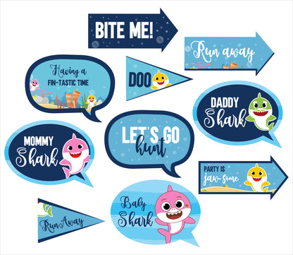 Baby Shark Theme Birthday Party Photo Booth Props Kit