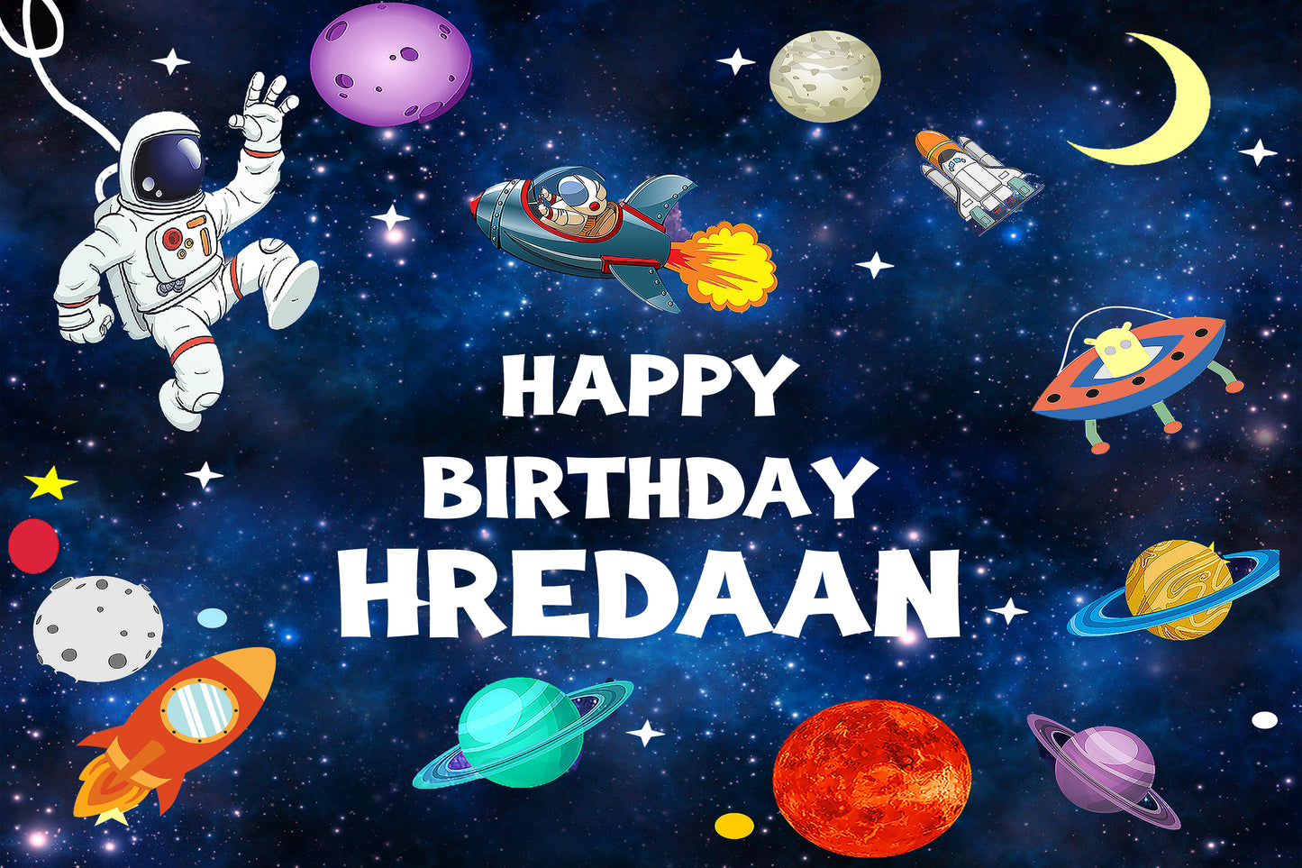 Space Theme Birthday Party Backdrop