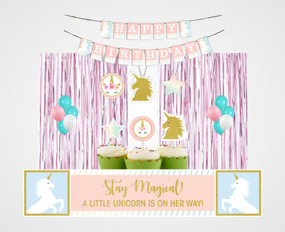 Unicorn Theme Complete Party Kit with Backdrop & Decorations