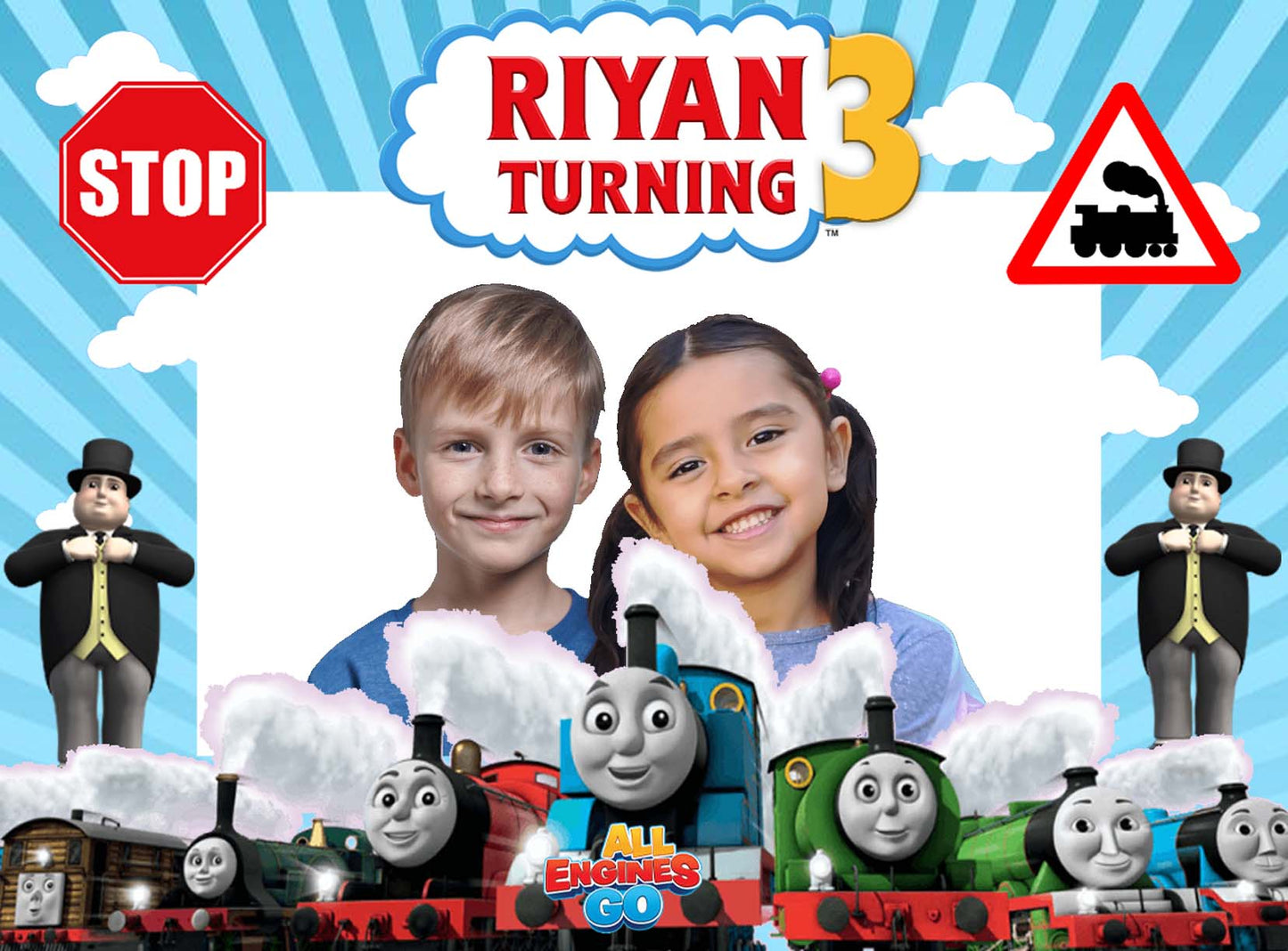 Thomas & Friends Theme Birthday Party Selfie Photo Booth Frame
