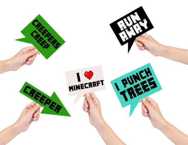 Minecraft Theme Birthday Party Photo Booth Props Kit