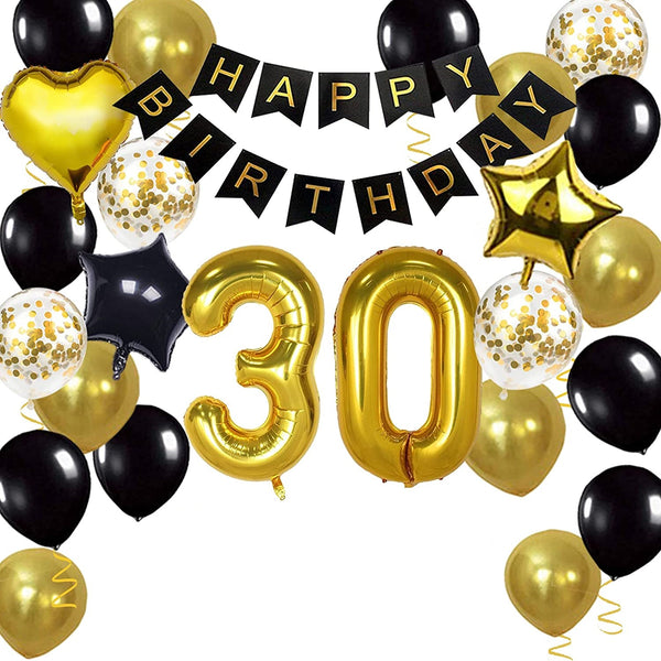 30th Birthday Black and Gold Decoration Combo