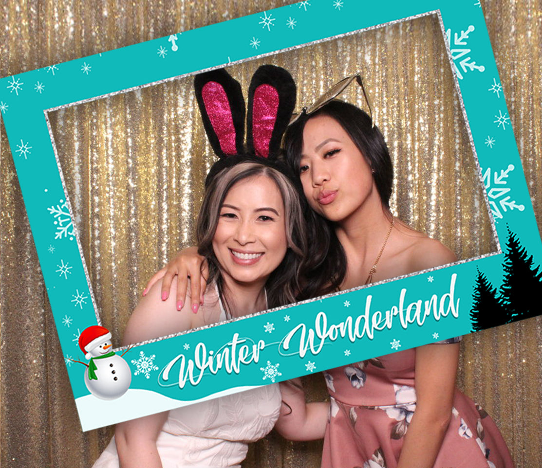 Winter Wonderland Theme Birthday Party Selfie Photo Booth Frame & Props