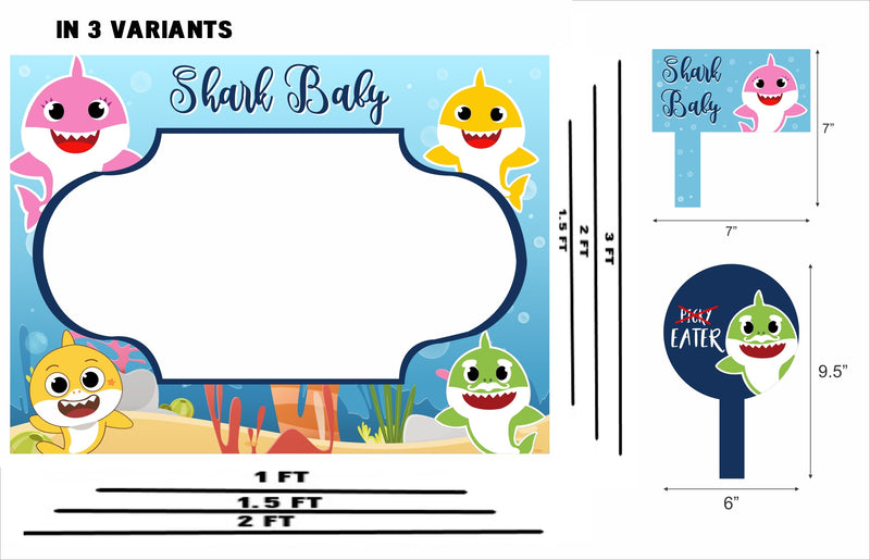 Baby Shark Theme Birthday Party Selfie Photo Booth Frame & Props
