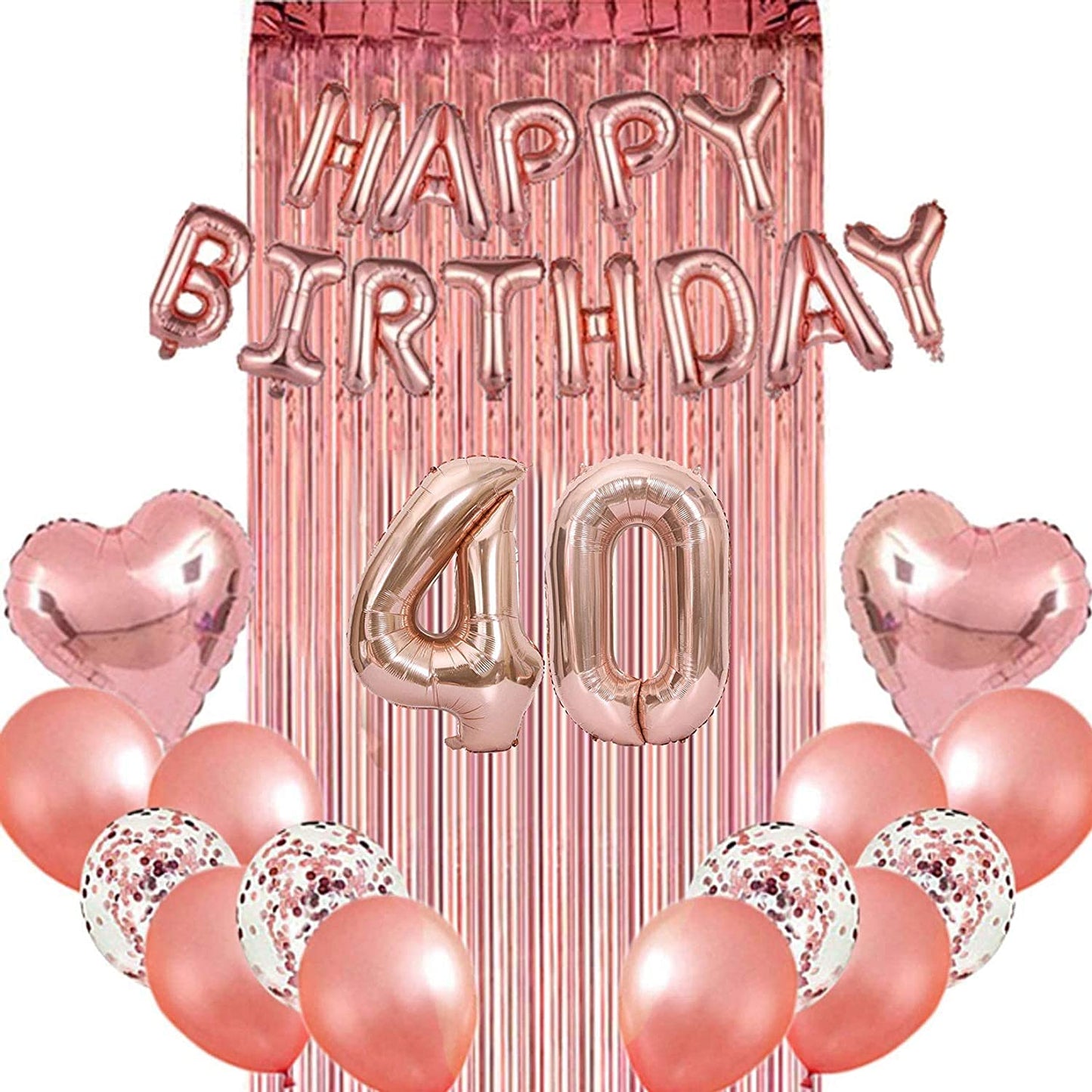 40th Birthday Rose Gold Party Decoration Kit