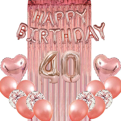 40th Birthday Rose Gold Party Decoration Kit