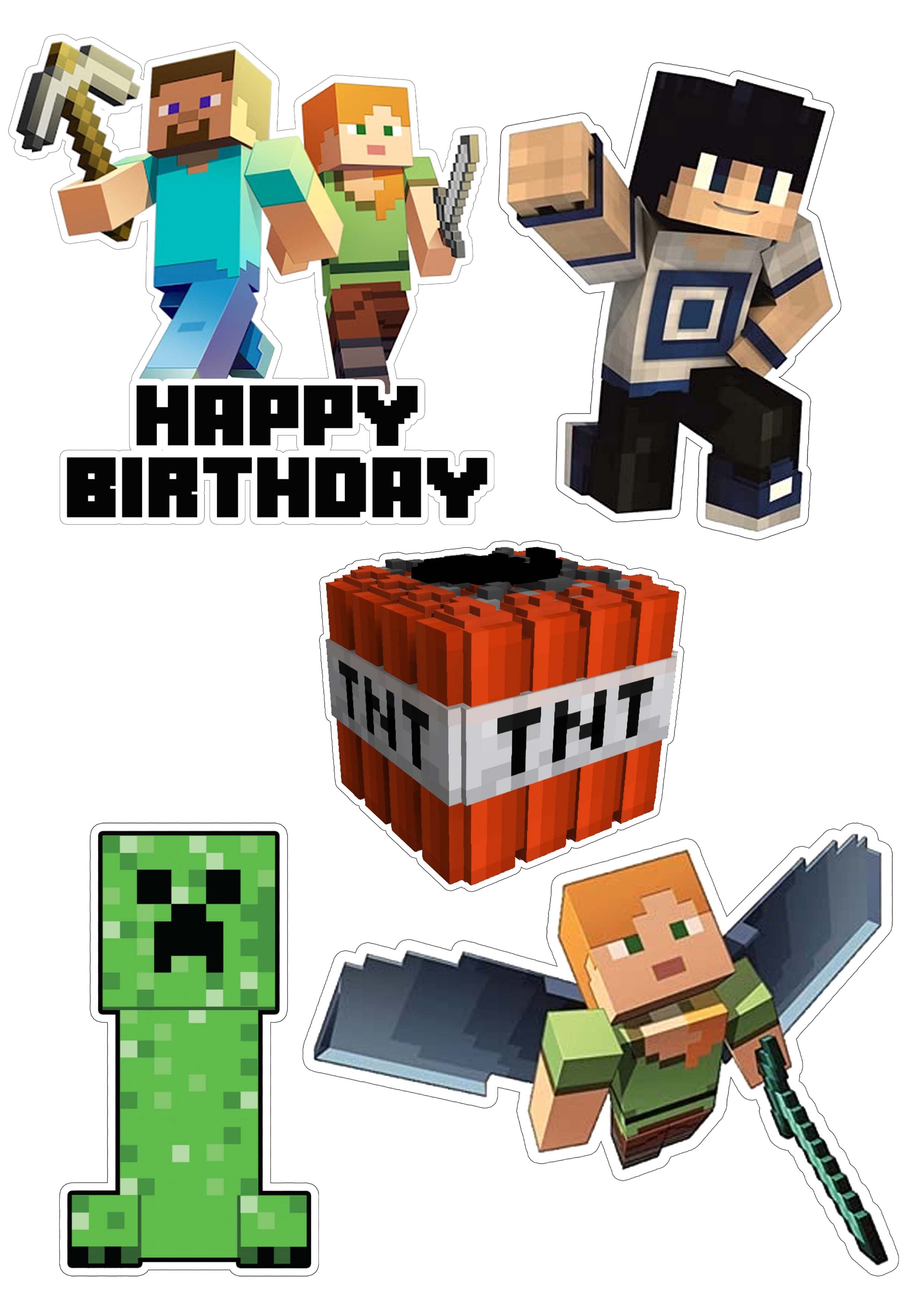 Buy Minecraft Party Decoration Cutouts Party Supplies Thememyparty