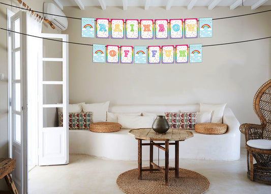 Rainbow Theme Birthday Party Banner for Decoration