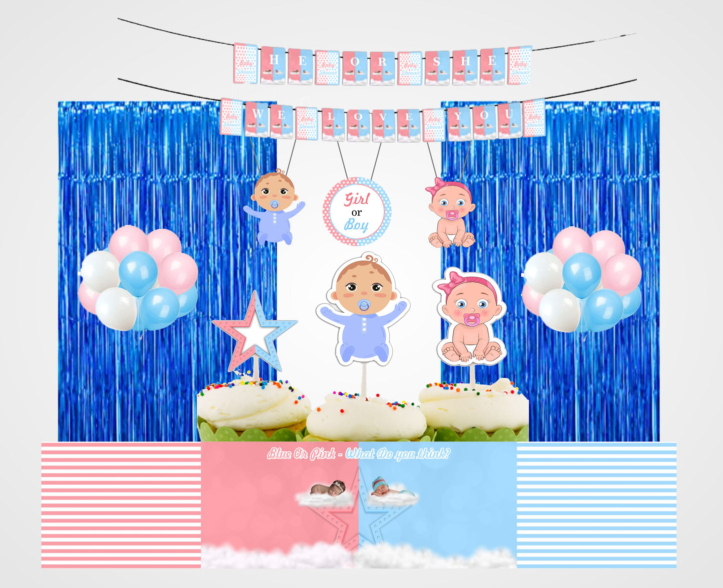 Pink Or Blue Party Decoration Kit