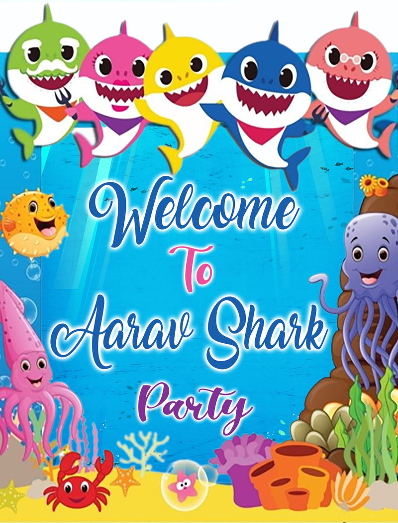 Baby Shark Theme Birthday Party Welcome Board