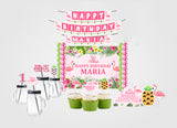 Flamingo Theme Birthday Complete Party Kit with Backdrop & Decorations