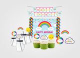 Rainbow  Theme Birthday Complete Party Kit with Backdrop & Decorations