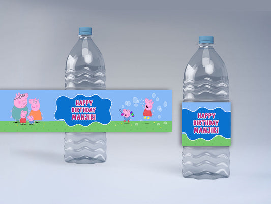 Peppa Pig Theme Water Bottle Labels
