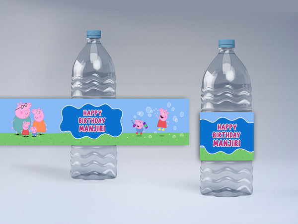 Peppa Pig Theme Water Bottle Labels