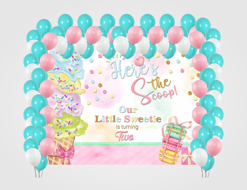 Two Sweet Theme Birthday Party Decoration Kit with Backdrop & Balloons