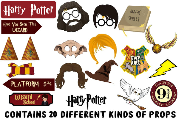 Harry Potter Theme Birthday Party Photo Booth Props Kit