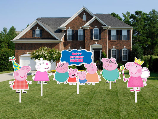 Peppa Pig Theme Birthday Party Cutouts