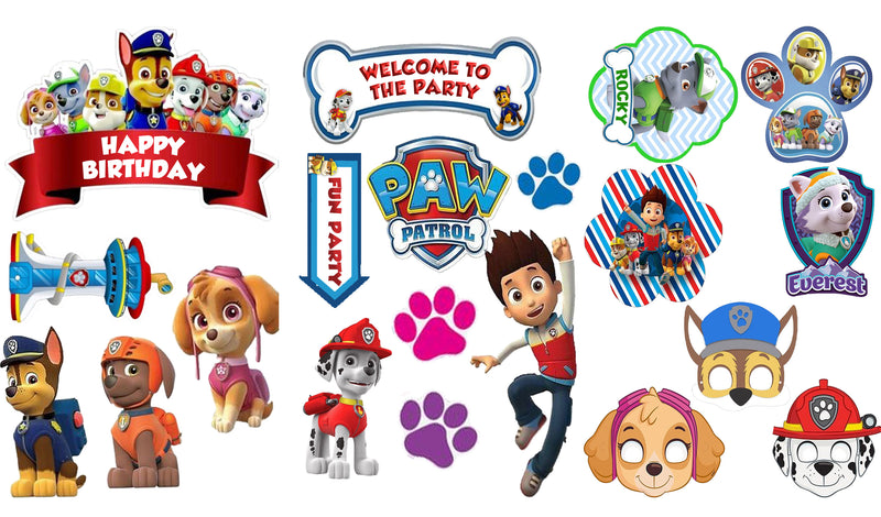 Paw Patrol Theme Birthday Party Photo Booth Props Kit