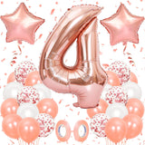 16 Inch Rose Gold Number 4 Balloon, Large Helium Balloon Birthday Party Decorations for Girls, Rose Gold Latex Balloons, 2 Year Party Supplies for Baby Shower Birthday Celebration