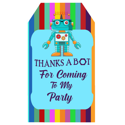 Robot Theme Birthday Party Thank You Gift Tags