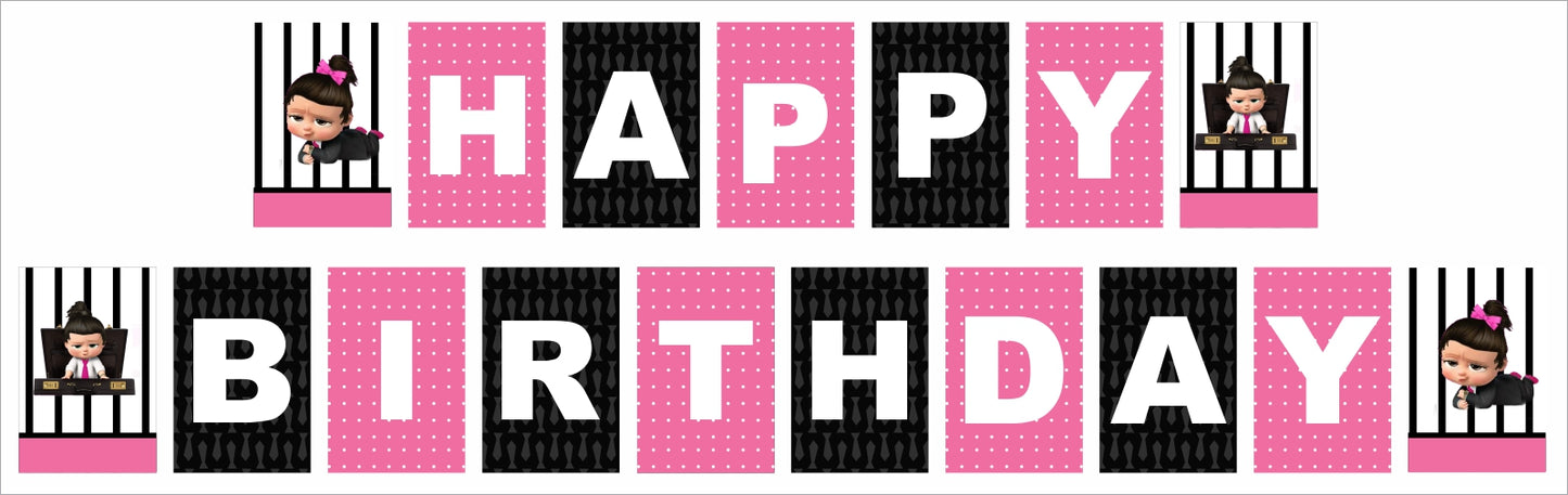 Boss Baby Girl Theme Birthday Party Banner for Decoration