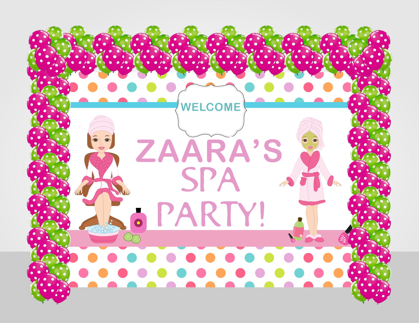 Spa Theme Birthday Party Decoration Kit with Backdrop & Balloons