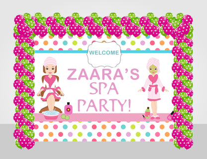 Spa Theme Birthday Party Decoration Kit with Backdrop & Balloons