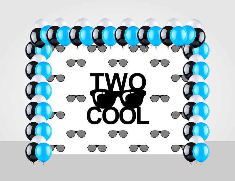 Two Cool Theme Birthday Party Decoration Kit with Backdrop & Balloons