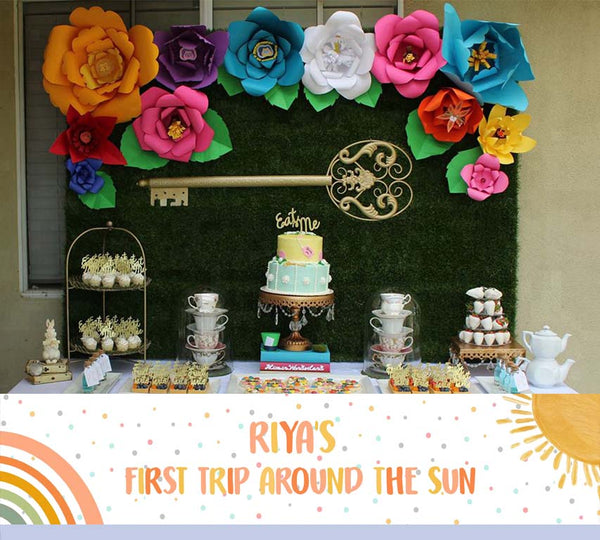 First Trip Around the Sun Theme Birthday Long Banner for Decoration