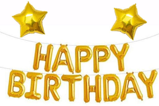 Happy Birthday Balloon Banners Gold, Alphabet Balloons Banner for Birthday Party Decoration