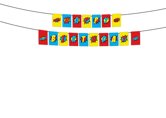 Super Hero Theme Birthday Party Banner for Decoration