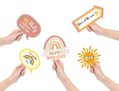 First Trip Around the Sun Theme Birthday Party Photo Booth Props Kit