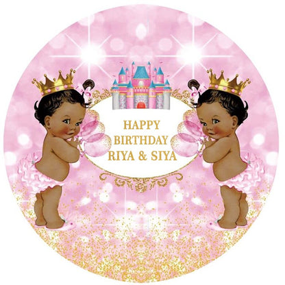 Twin Girls Theme Birthday Party Backdrop