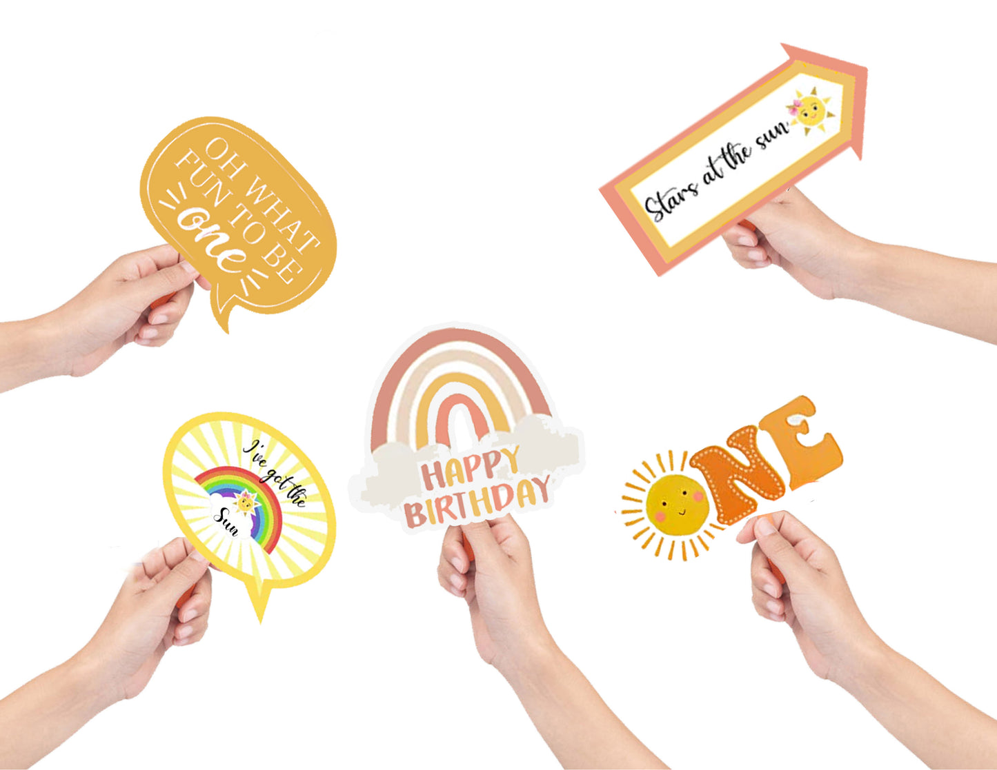 First Trip Around the Sun Theme Birthday Party Photo Booth Props Kit