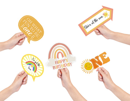 First Trip Around the Sun Theme Birthday Party Photo Booth Props Kit