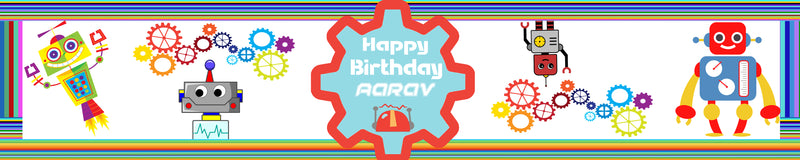 Robot Theme Birthday Long Banner for Decoration