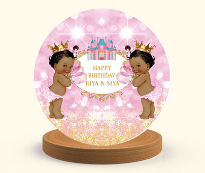 Twin Girls Theme Birthday Party Backdrop