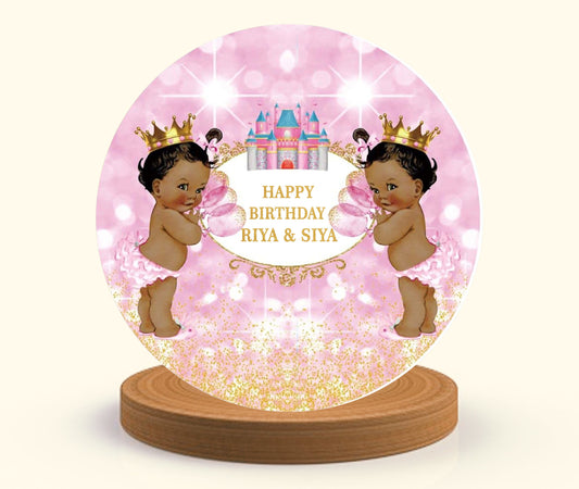 Twin Girls Theme Birthday Party Backdrop