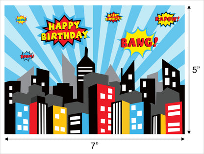 Personalize Super Hero Birthday Party Backdrop Banner