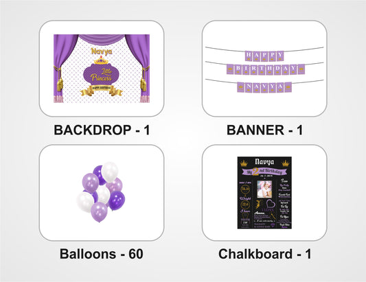 Little princess Purple Birthday Party Personalized Complete Kit